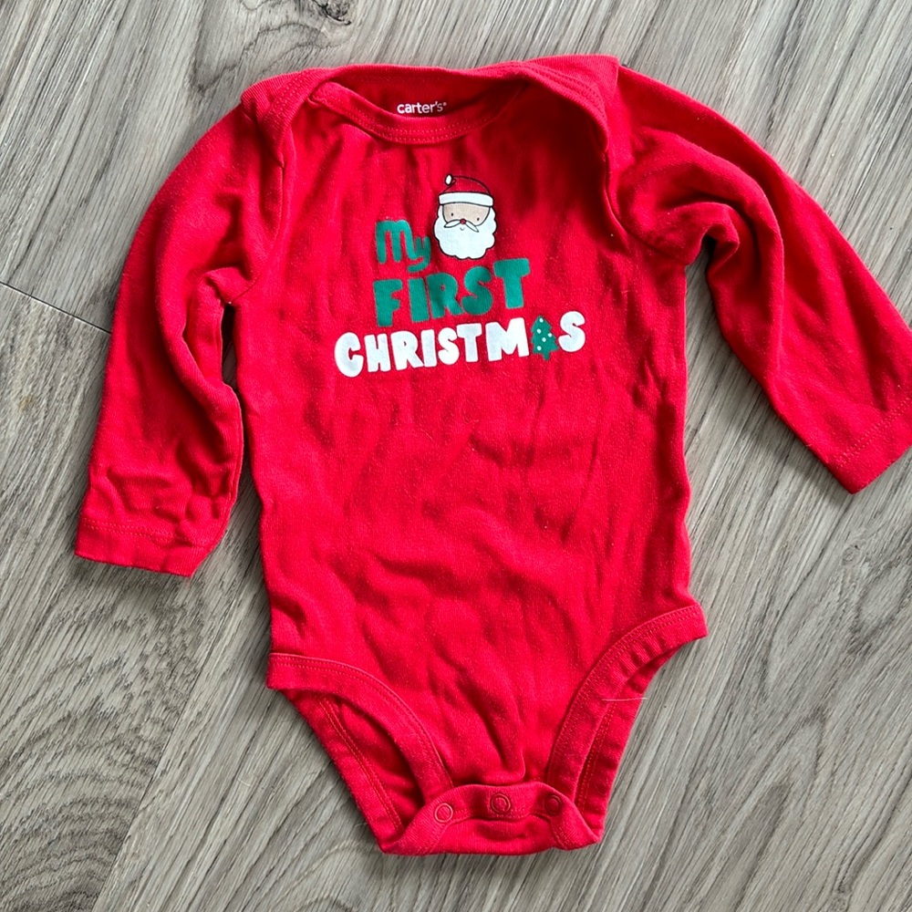 ⭐️5/$25⭐️ Carters My First Christmas top, 6M